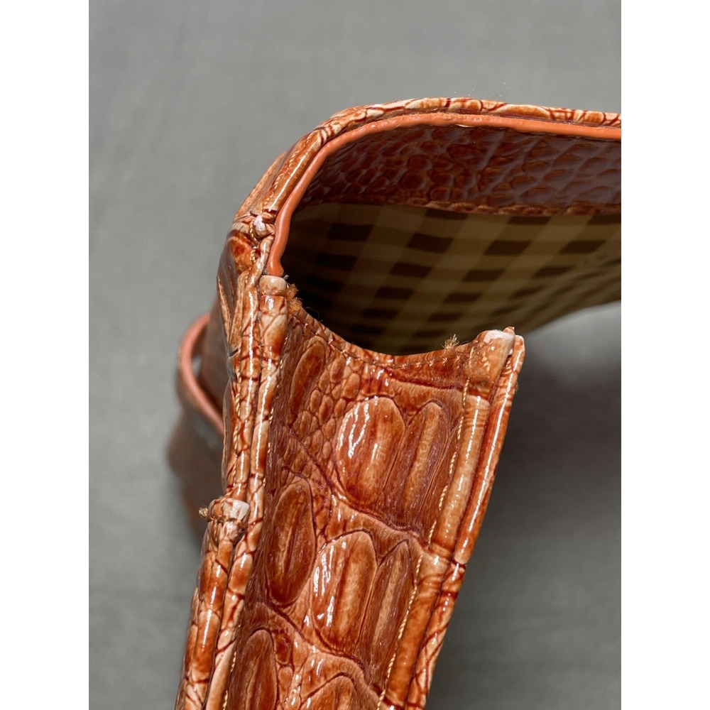Vtg Crocodile Print Envelope Clutch Burnt Orange Large Purse Y2K Faux‎ Leather - Picture 16 of 16